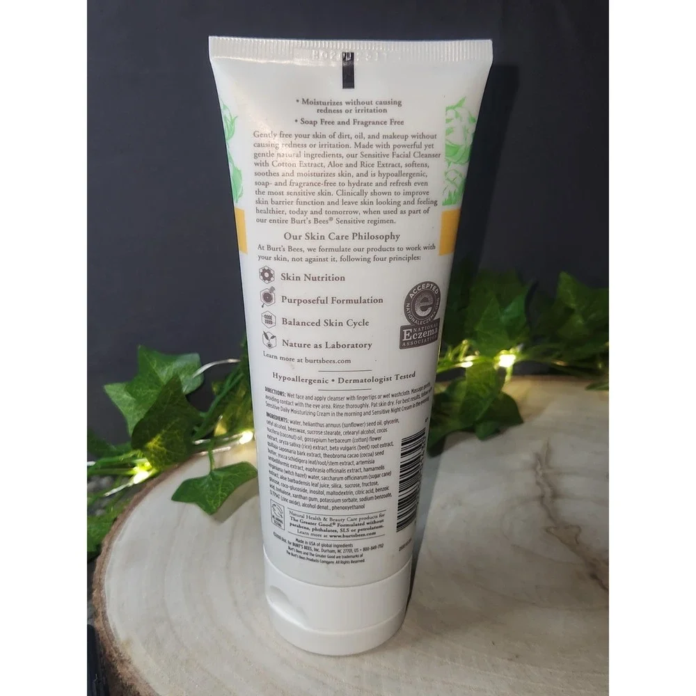 Burt's Bees Sensitive Facial Cleanser with Cotton Extract 6 oz/170 g~NEW